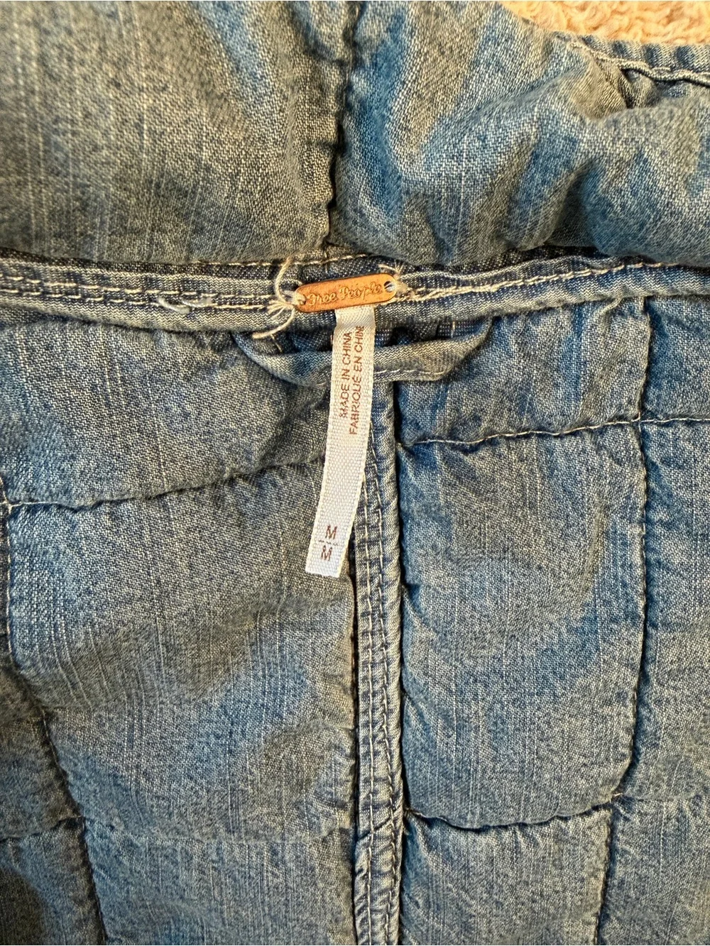Free People Light Blue Quilted Denim Jacket